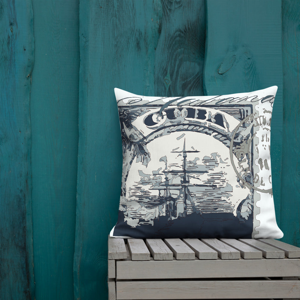 BVC- BanaVieja Collection- Premium Pillow CUBA SHIP STAMP