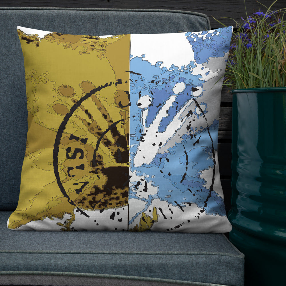 BVC- BanaVieja Collection- Premium Pillow YELLOW/BLUE STAMP