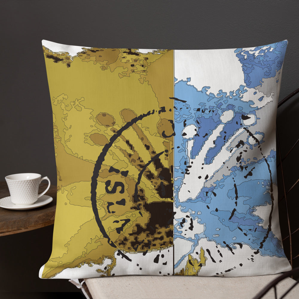 BVC- BanaVieja Collection- Premium Pillow YELLOW/BLUE STAMP