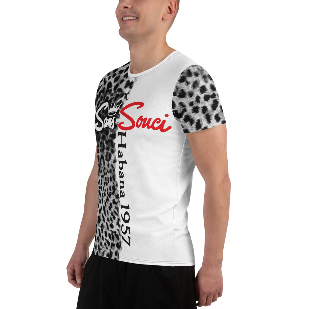 BVC- BanaVieja Collection- All-Over Print Men's Athletic T-shirt SANS SOUCI 1957