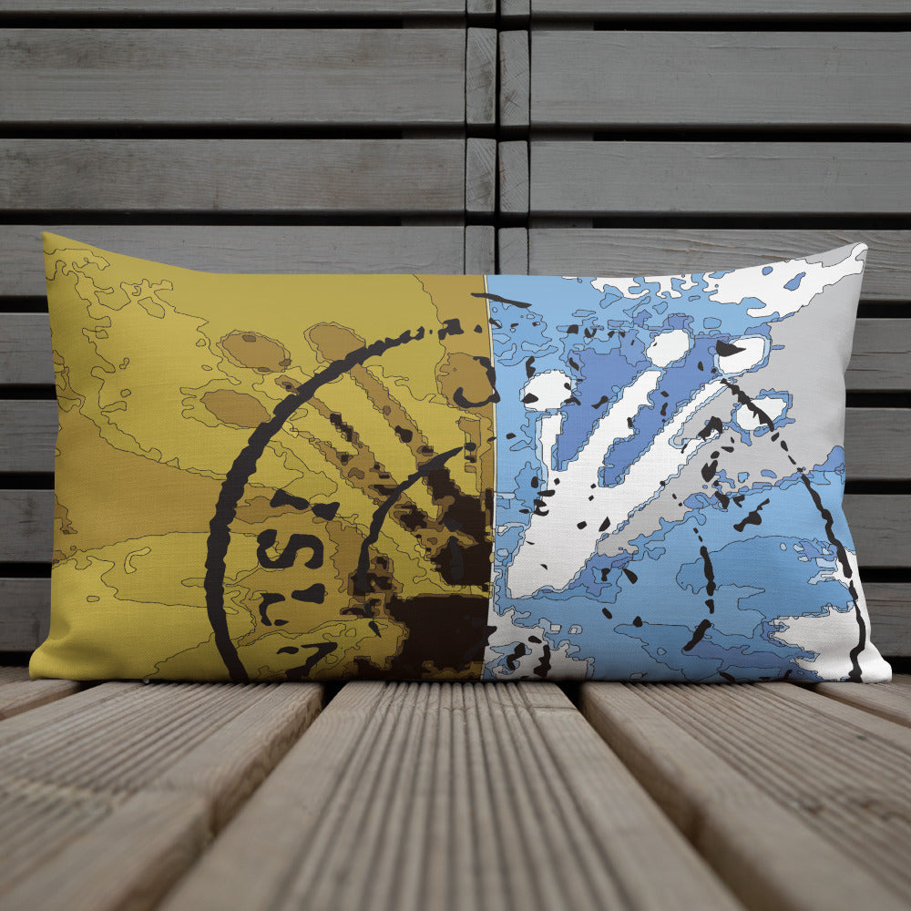 BVC- BanaVieja Collection- Premium Pillow YELLOW/BLUE STAMP