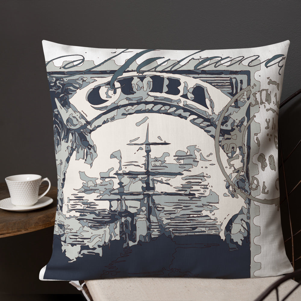 BVC- BanaVieja Collection- Premium Pillow CUBA SHIP STAMP