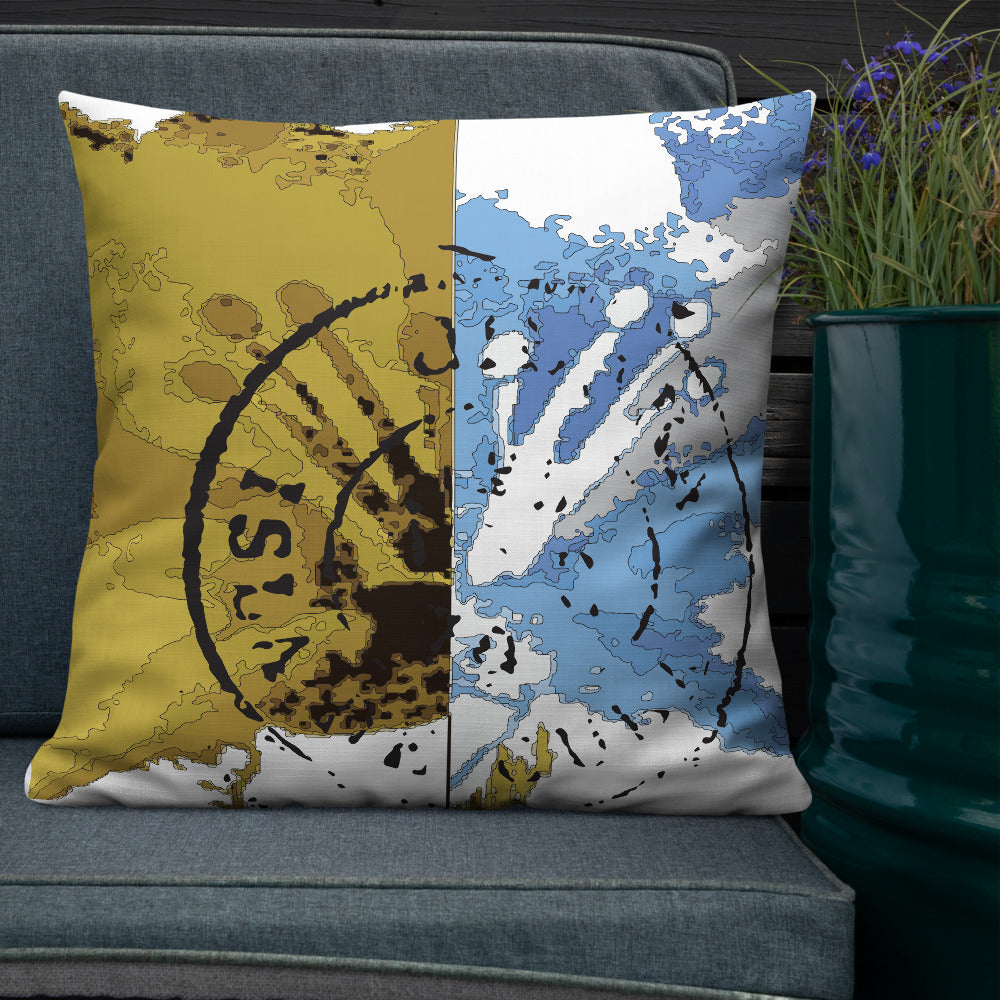 BVC- BanaVieja Collection- Premium Pillow YELLOW/BLUE STAMP