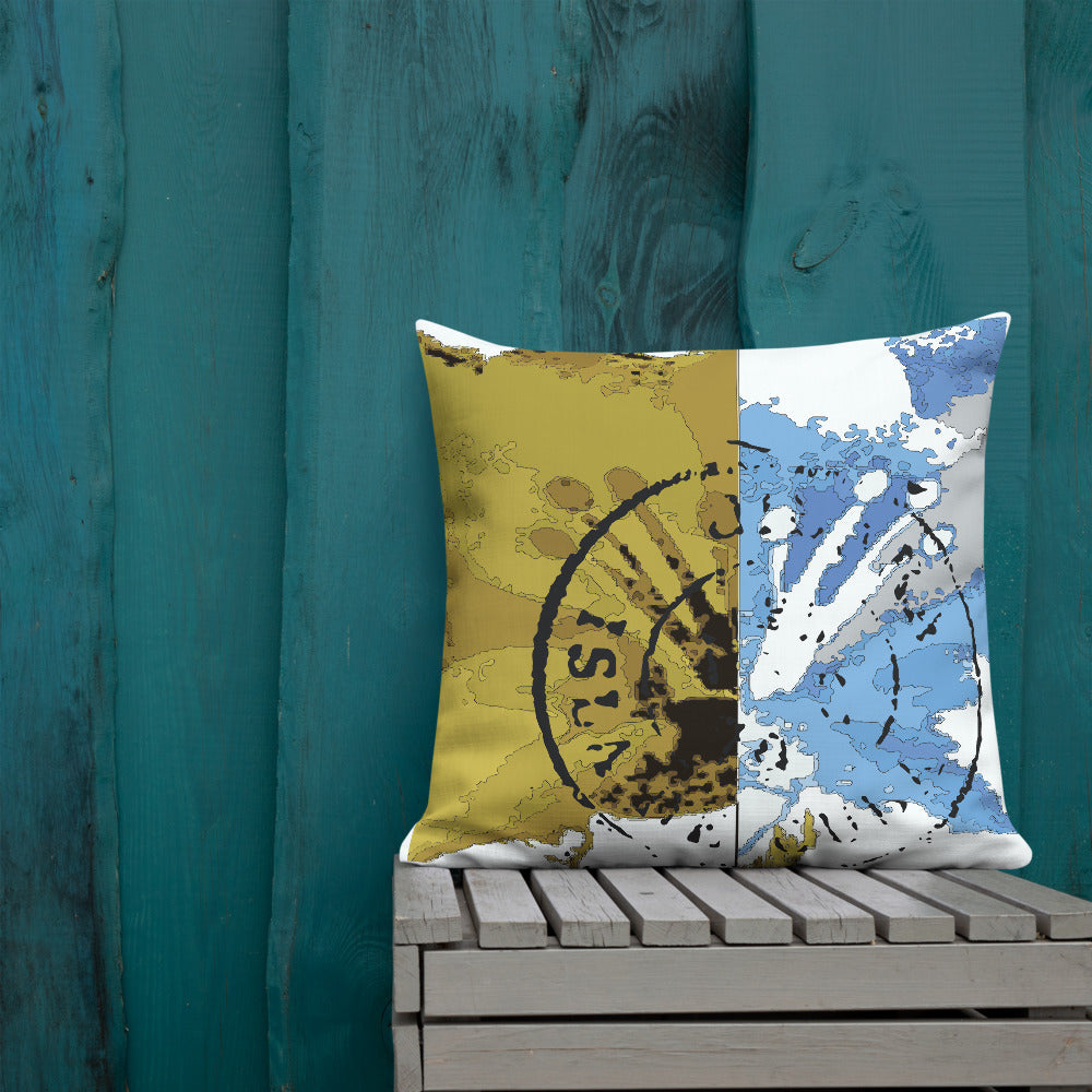 BVC- BanaVieja Collection- Premium Pillow YELLOW/BLUE STAMP