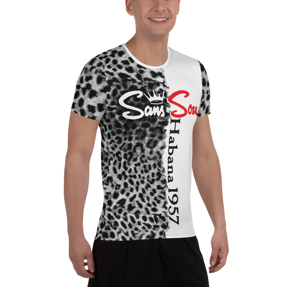 BVC- BanaVieja Collection- All-Over Print Men's Athletic T-shirt SANS SOUCI 1957