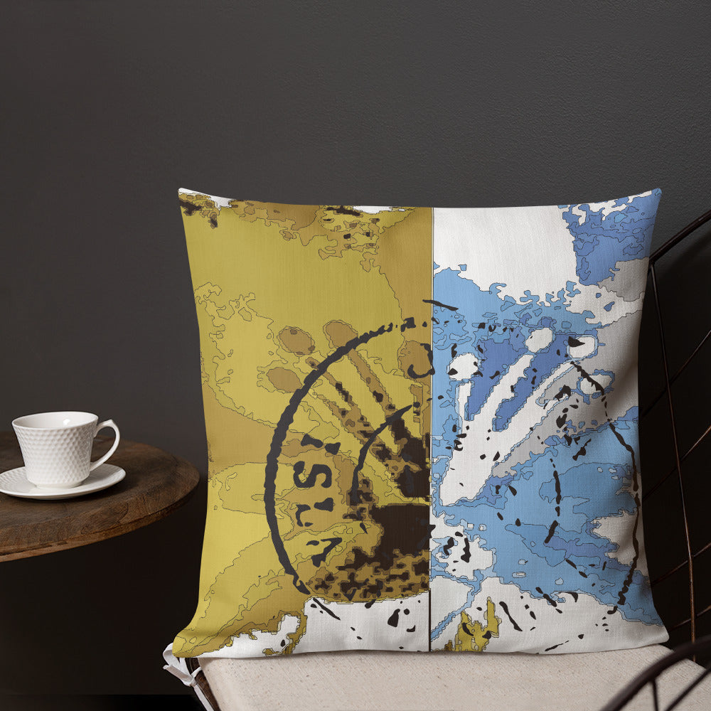 BVC- BanaVieja Collection- Premium Pillow YELLOW/BLUE STAMP