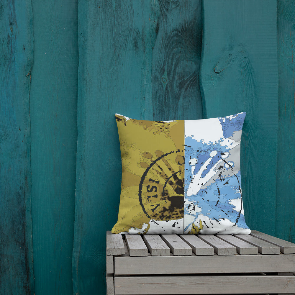 BVC- BanaVieja Collection- Premium Pillow YELLOW/BLUE STAMP