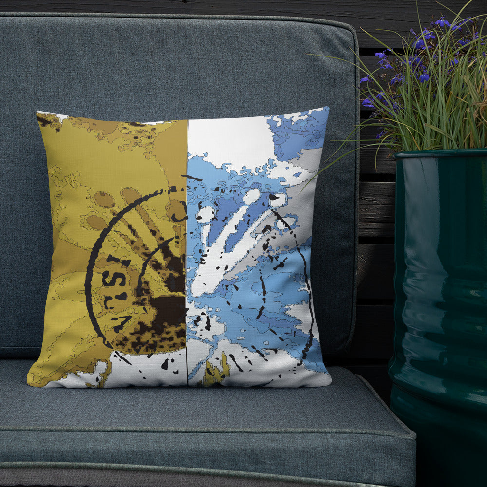 BVC- BanaVieja Collection- Premium Pillow YELLOW/BLUE STAMP